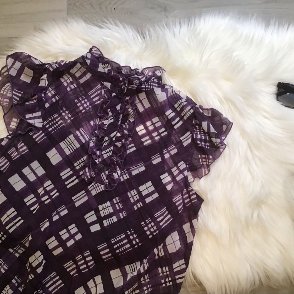 Byer Purple Plaid Ruffle Blouse